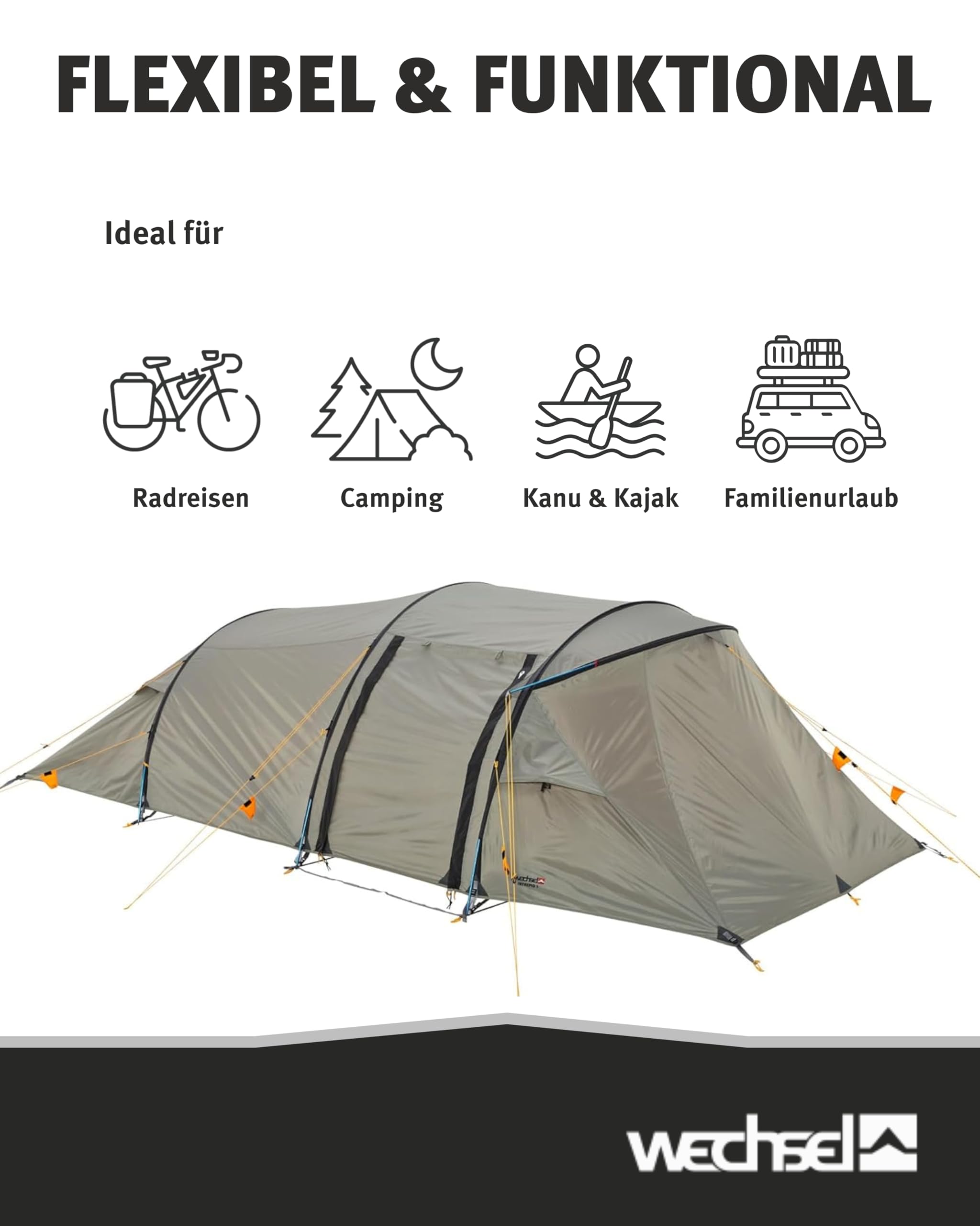 Wechsel Groundsheet Intrepid 5 I Schwarz I robuste Zelt-Unterlage Boden I Zeltplane wasserdicht mit 7000mm Wassersäule I Bodenplane aus 75D Polyester I Camping-Plane zum Schutz vor Nässe & Schmutz