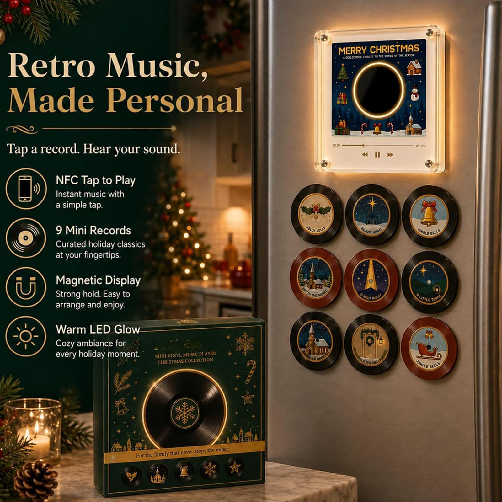 Set di lettori musicali magnetici per frigorifero di Natale (#)