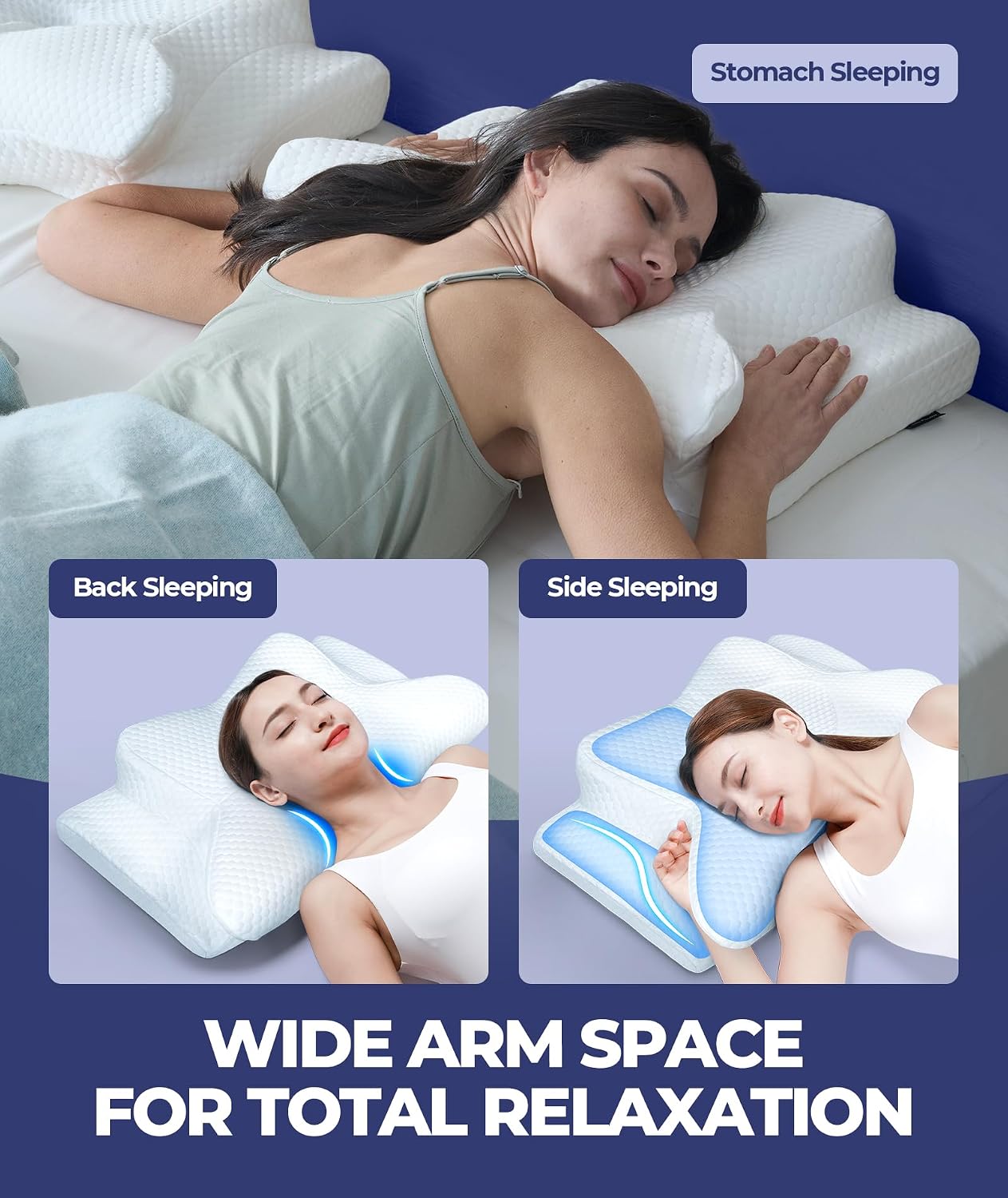 Neck Pillow for Sleeping, Gel Memory Foam Pillow with Cooling Cover, Ergonomic Cervical Neck Support Pillow for Side, Back and Stomach Sleepers, Breathable Contour Bed Pillow