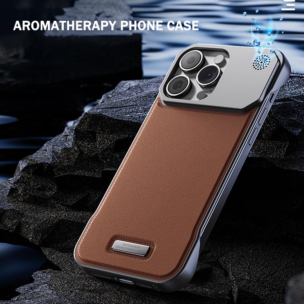 Braun,16, Handyhülle Für iPhone 16 Pro Max/16 Pro/16 Plus/16, Magnetisches Lederhülle Ultradünnes Rahmenlos Aromatherapie Stossfest Hülle