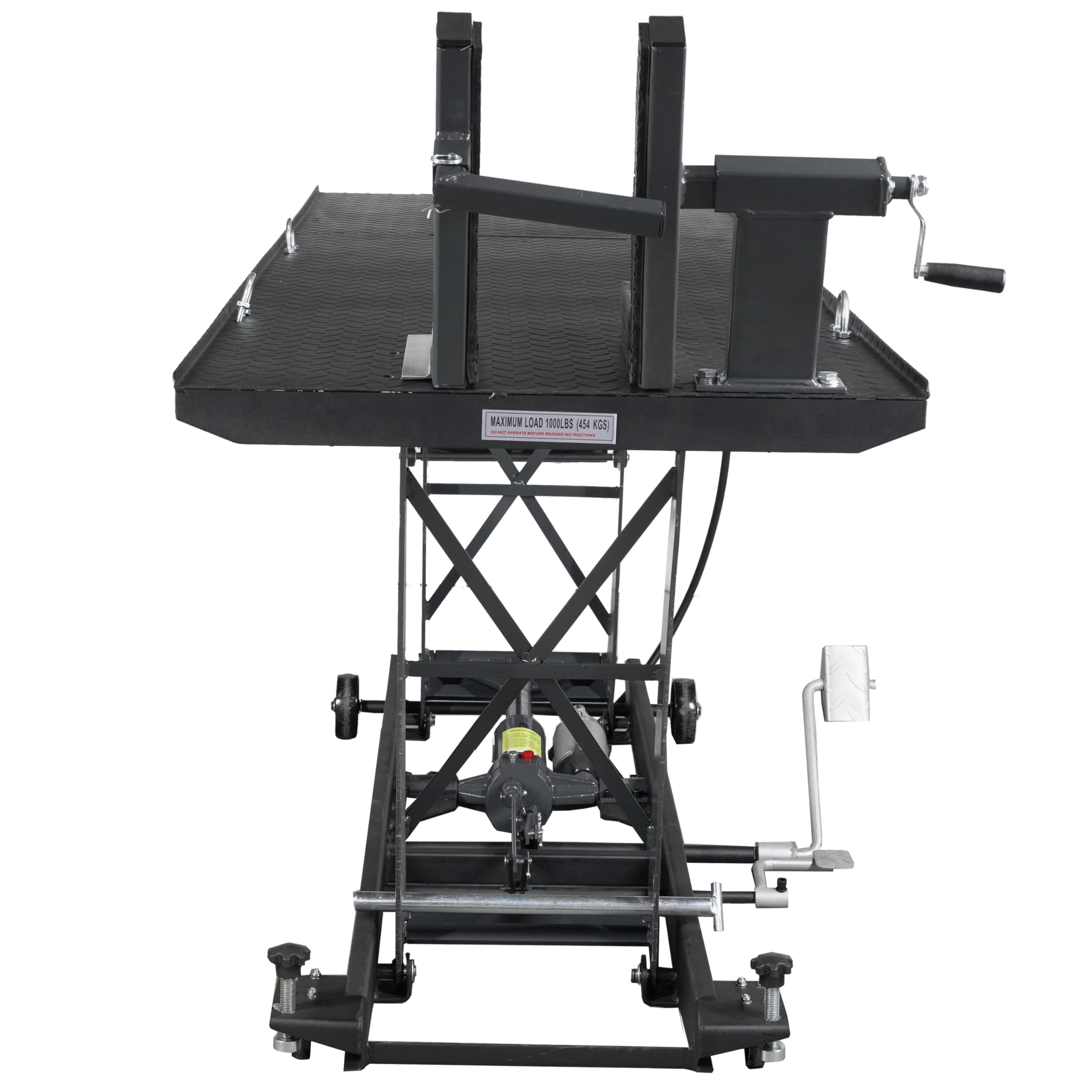 BPAC Mesa Elevador Moto Hidraulico y Neumatico 450kg - Elevador de Moto para Taller - Altura de Elevación de 180 a 820mm - Dimensiones 279 x 66 x 82cm
