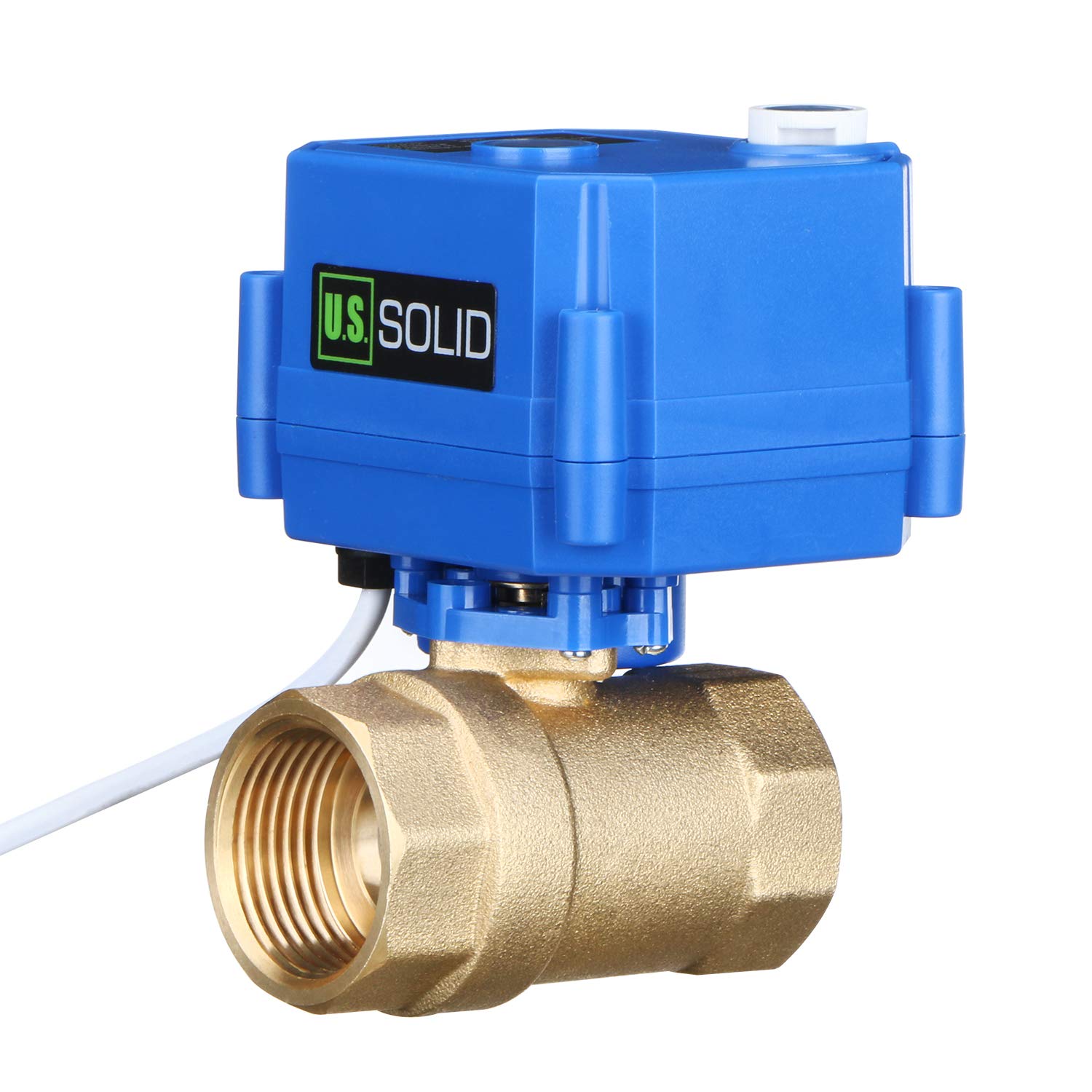 U.S. Solid Valvola a sfera motorizzata 1" elettrovalvola in ottone – Funzione manuale, 2 vie, 9-24V AC/DC, 2 fili, ritorno automatico, normalmente chiusa