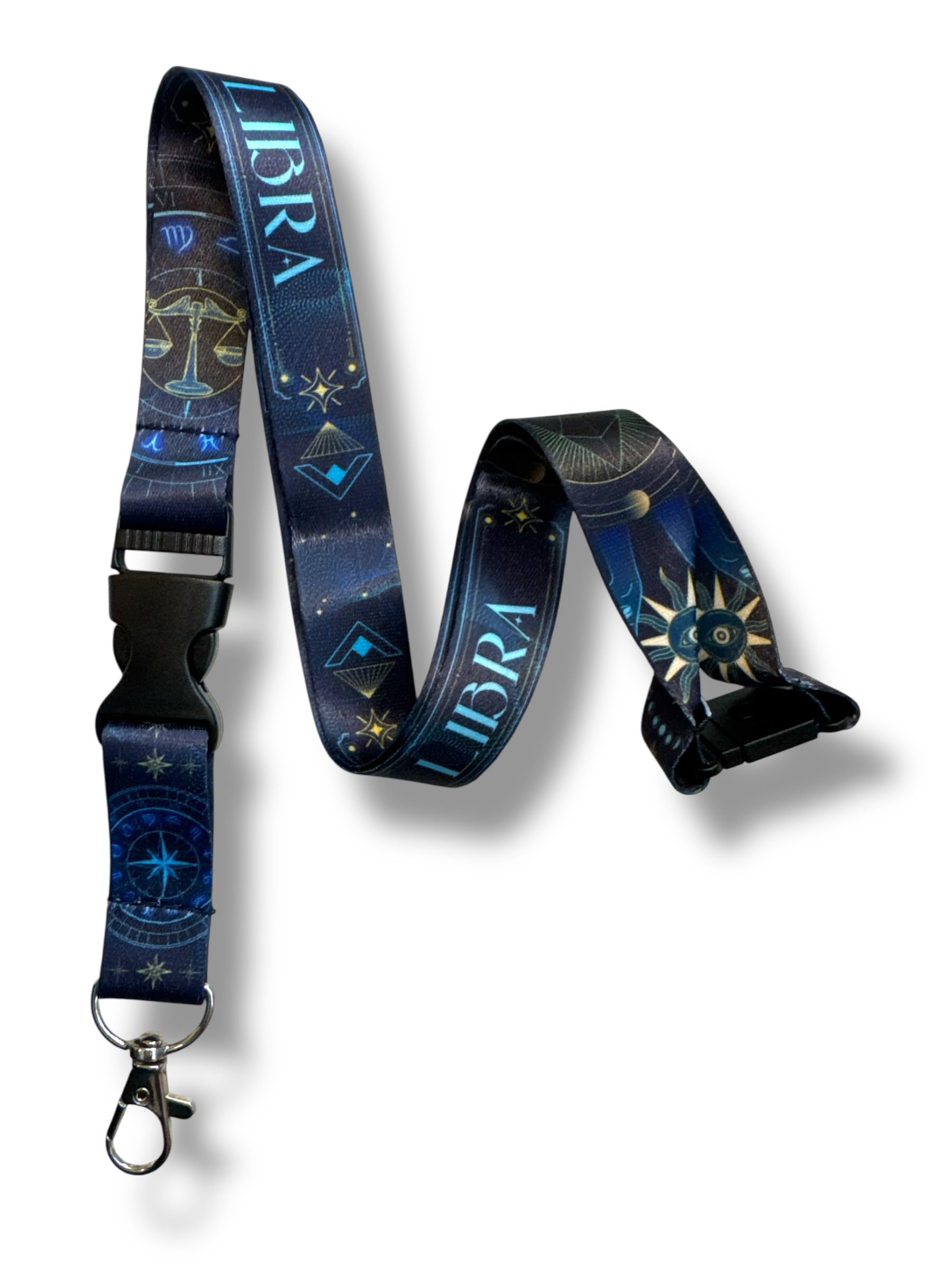 Pac Supplies Global Blue Zodiac Sign Lanyard With Astrological Star Pattern (Libra)