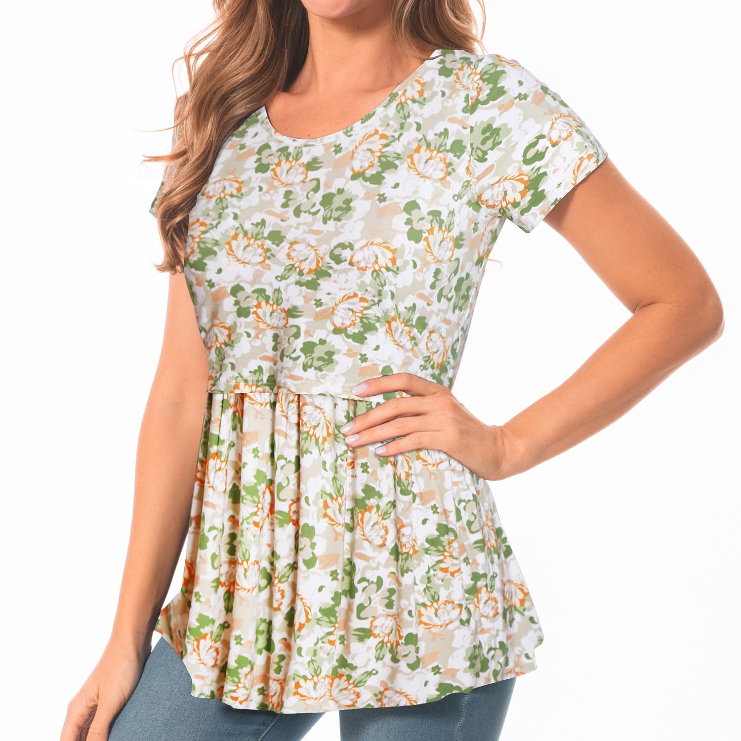 Bearsland Women's Nursing Tops Short Sleeve Scoop Neck Breastfeeding Shirt Maternity Clothes — view 3
