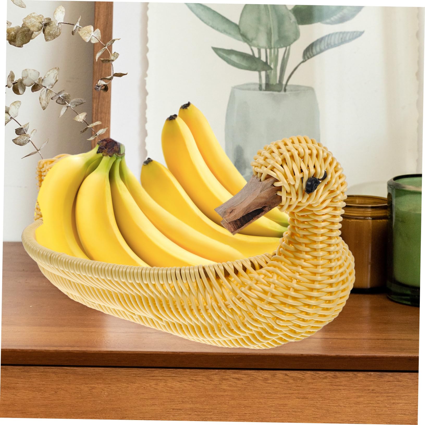 Cabilock Cesta para Guardar Artículos Diversos de Ratán Imitado 3 Piezas | Plástico, Forma de Ganso, Tono Khaki, Portátil y Multiuso para Verduras y Tenedores