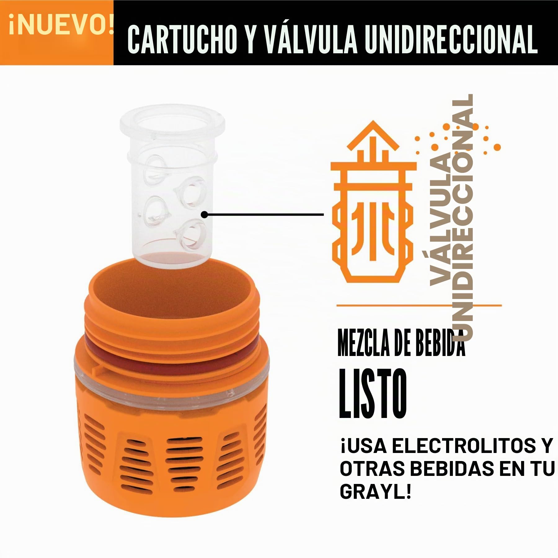GRAYL UltraPress 500ml Filtro de agua para exteriores Agua potable I Elimina el 99,99% de todas las bacterias y virus I Perfecto para camping, supervivencia y viajes