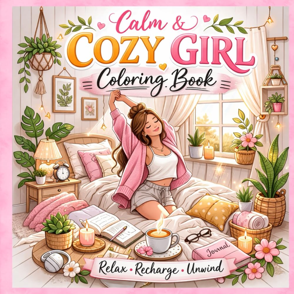 Calm and Cozy Girl Coloring Pages: Relax, Recharge, Unwind