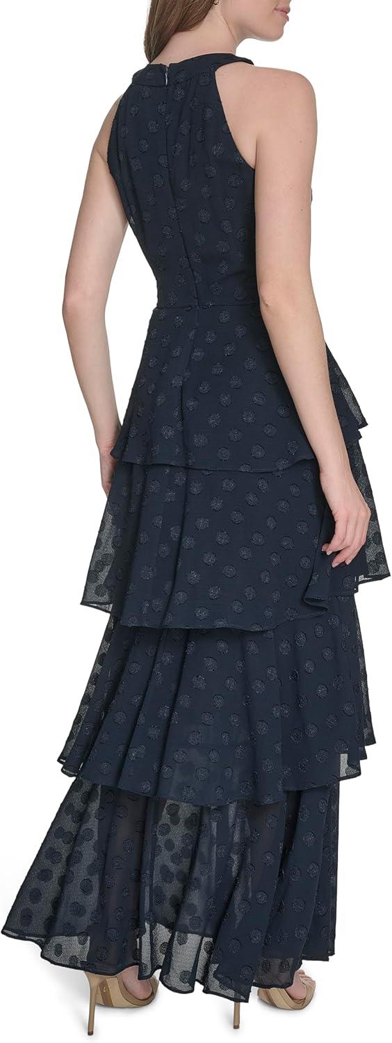 Tommy Hilfiger Womens Sleeveless Halter Neck Tiered Maxi Dress - Image 4