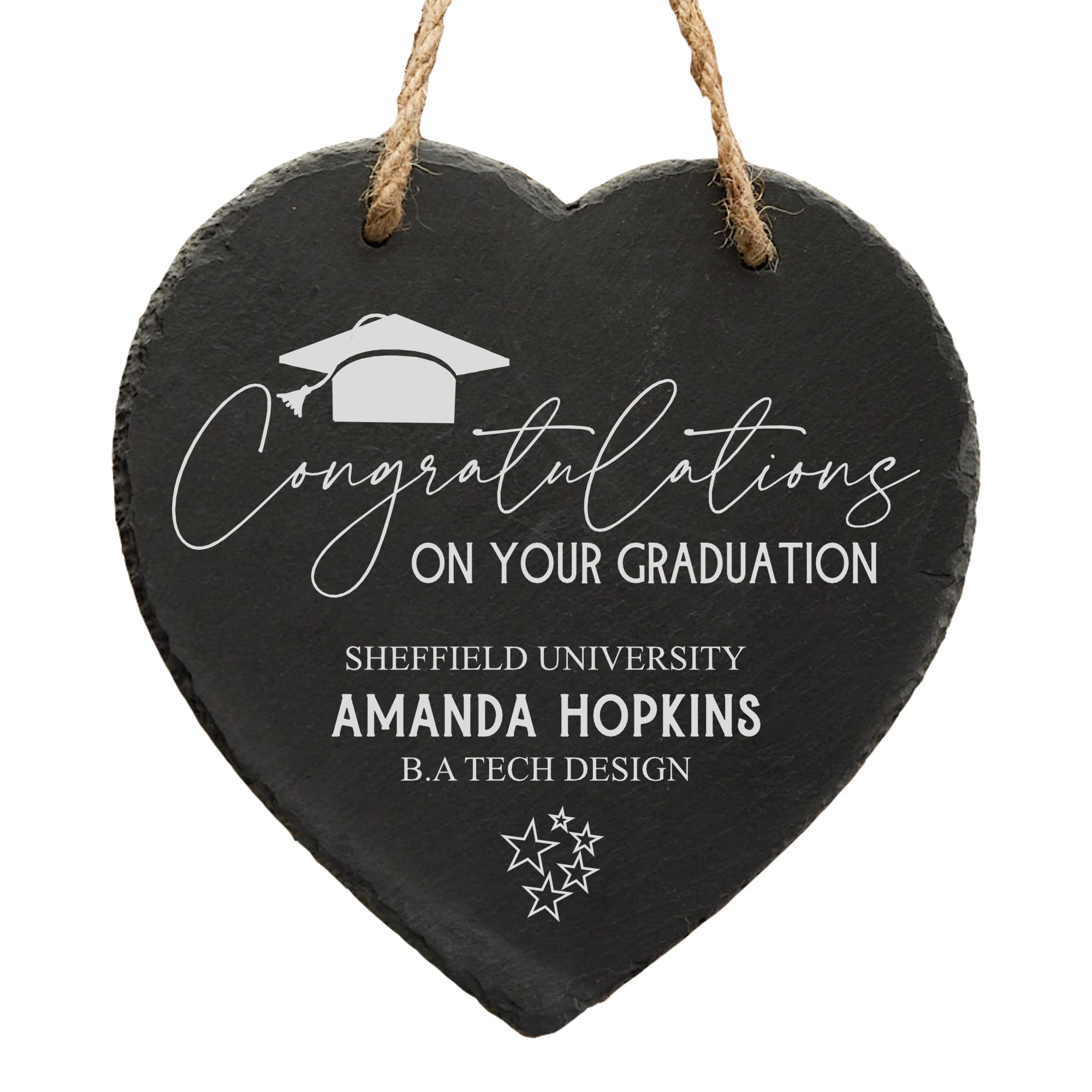 ukgiftstoreonline Personalised Graduation Congratulations Gift Slate Heart Engraved