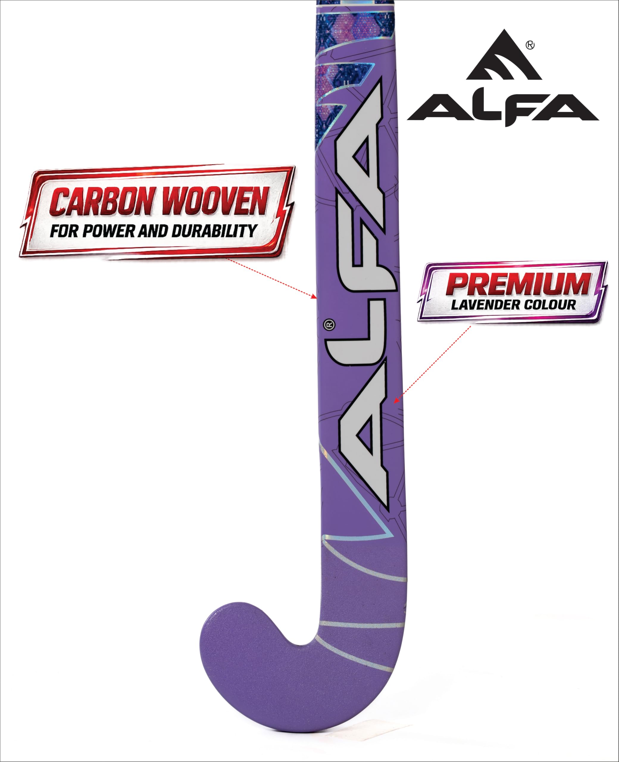 A L F A AX2 Composite Hockey Stick with Stick Bag & Hollow Ball (Scoop Bend) (37 INCHES, Blue Spark) 2