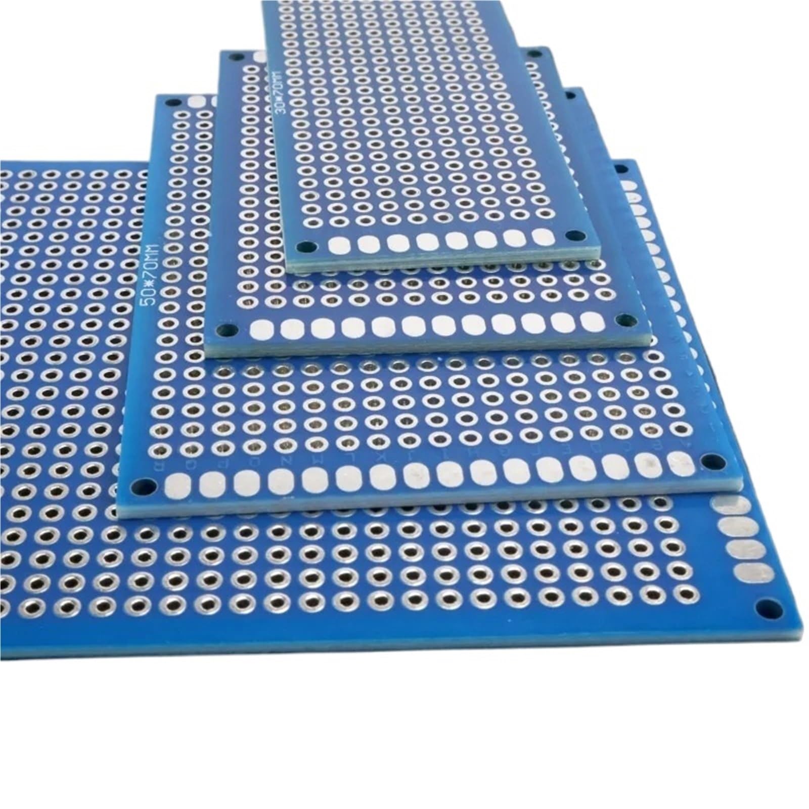 5 piezas de placa PCB de doble cara de 3 x 7 cm, 4 x 6 cm, 5 x 7 cm, 7 x 9 cm, placa PCB azul de paso de 2,54 mm soldable universal for bricolaje y(7x 9CM 5PCs)