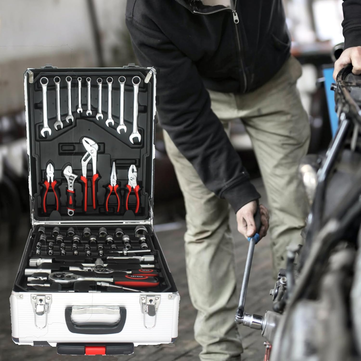 Home Tool Set Kit -899 PCS Home Auto Repair Tool Kit with Rolling Tool Box, Complete Hand Tool Set, Perfect for Homeowner, Diyer, Handyman