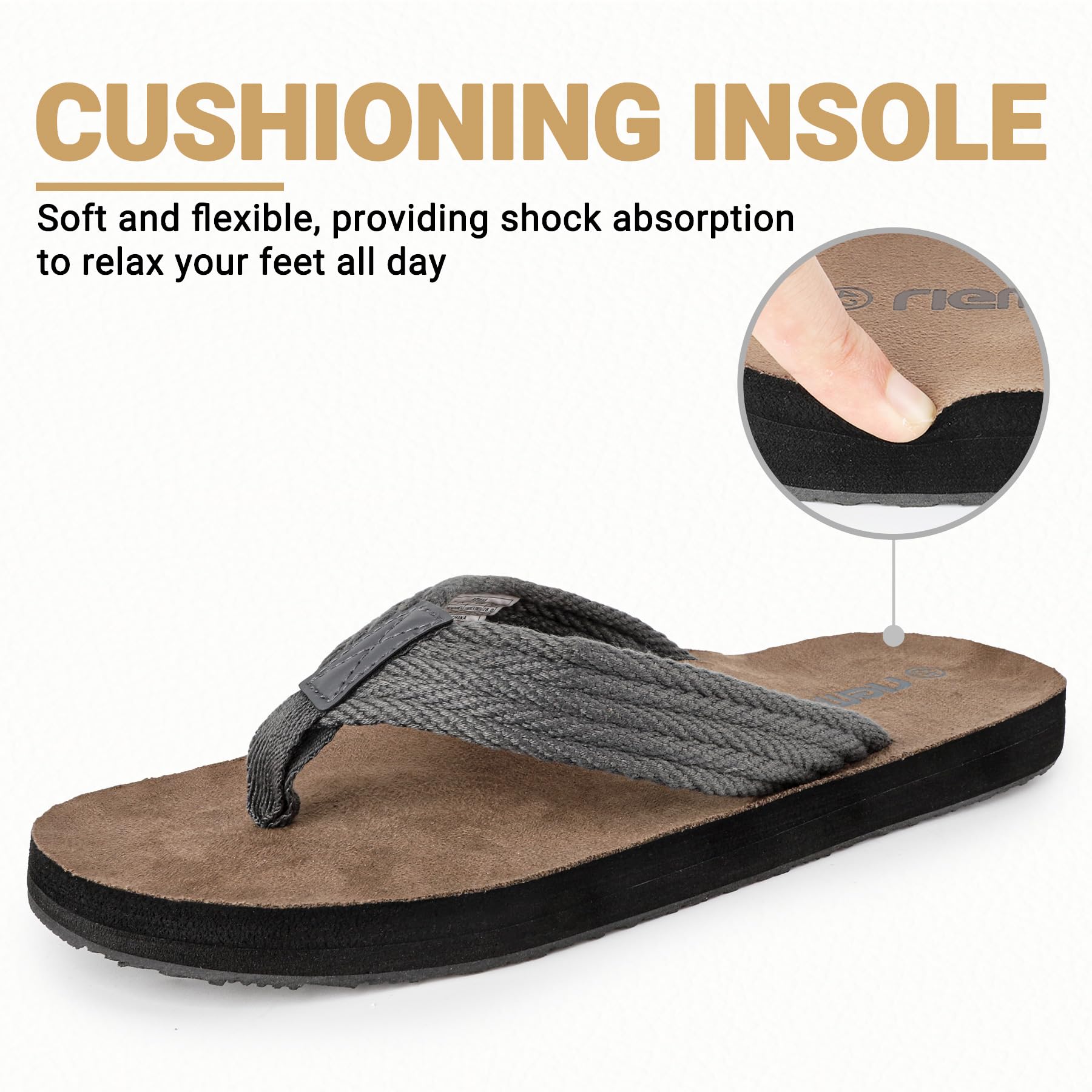 Chanclas Hombre Sandalias Verano con Soporte para el Arco Antideslizantes Playa Piscina Flip Flops Suaves