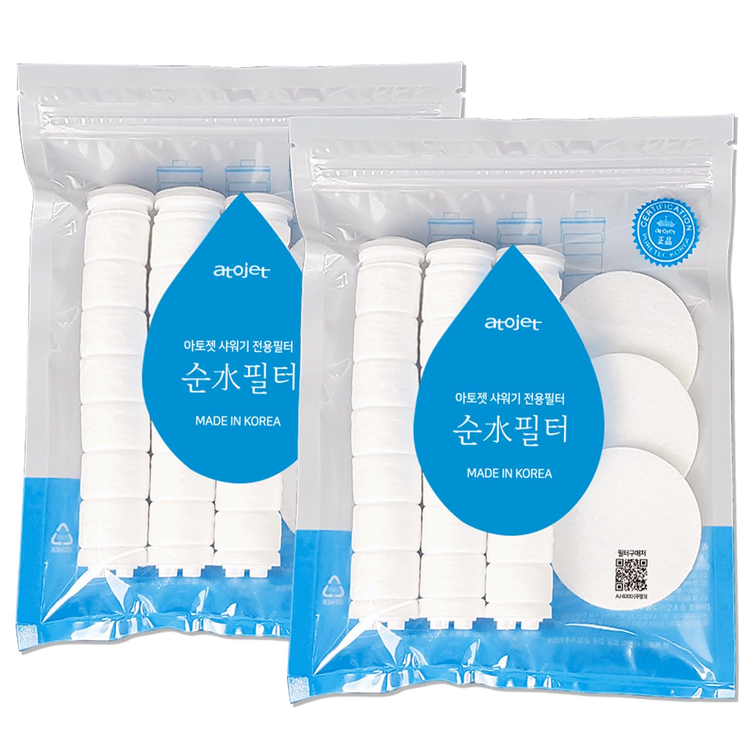 Atojet Showerhead Replacement Filters Inspired By Korea's Beauty Culture | Pure Sediment Filters (Head 6pcs+Body 6pcs) for use with AJ-8200 / AJ-8200MC