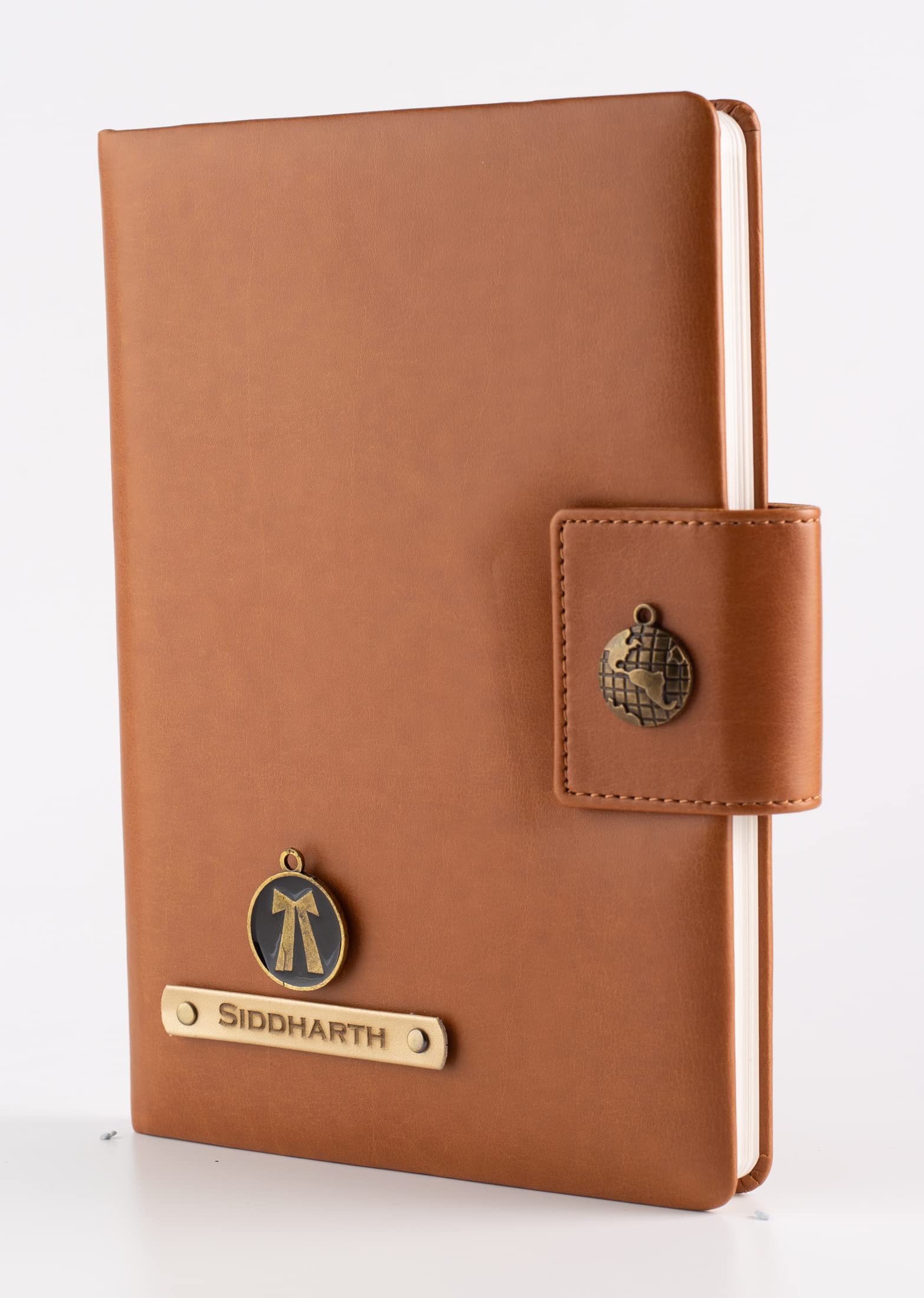 AICA Personalized Name Advocate Adv Leather Diary - TanBrown, A5 Size, 200 Ruled Pages