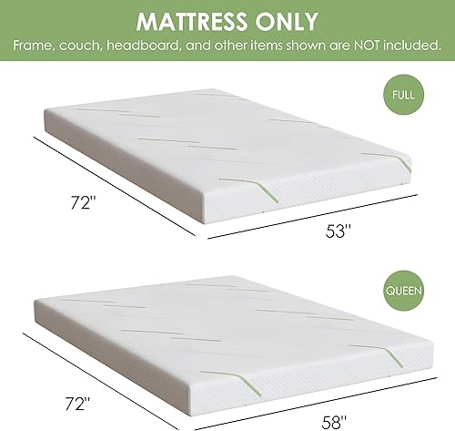 4 Inch Sofa Mattress Queen Size, Gel Memory Foam Infused, with Removable Washable Cover, for Sleeper Sofas, Pull Out Bed, Guest Room, RVs, Boats