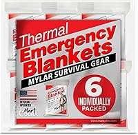 Vista 10 de Paquete de 4 mantas de emergencia de Mylar espaciales, equipo de supervivencia y suministros reutilizables térmicos para campamento, caza, primeros