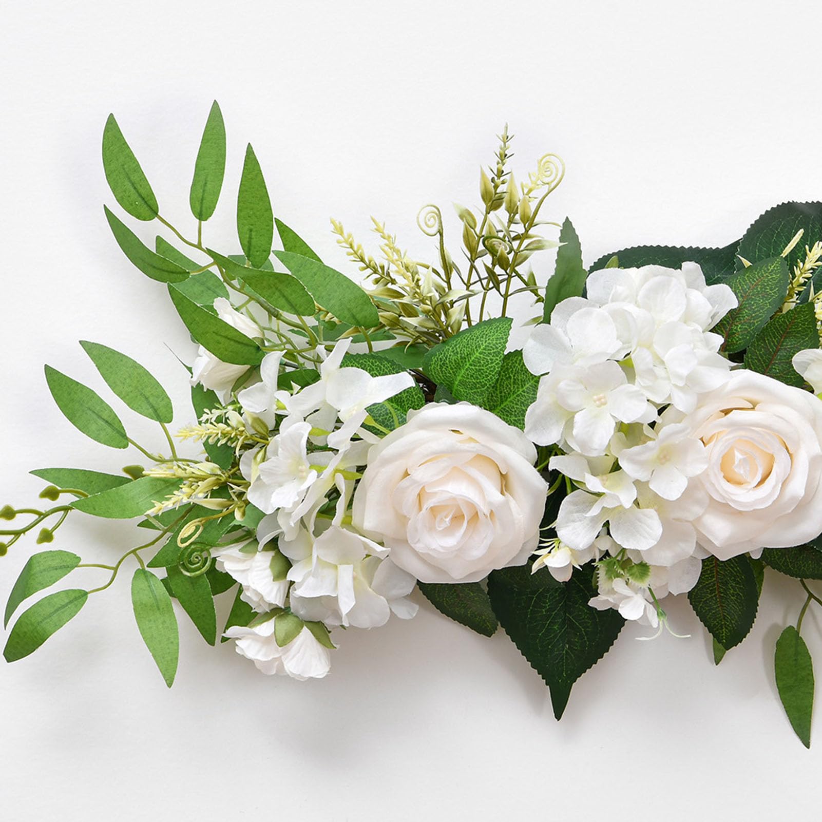 Kadimendium Decorazione di Fiori di Rosa Artificiale con Eleganti Petali di Seta per Sedia Nuziale e Decorazione da Tavolo 70x15 Cm (Bianca)