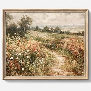 GIFTSFARM Vintage Wildflower Field Wall Art Poster Print - 8x10 Unframed Decor for Bedroom, Living Room, Office, Bathroom