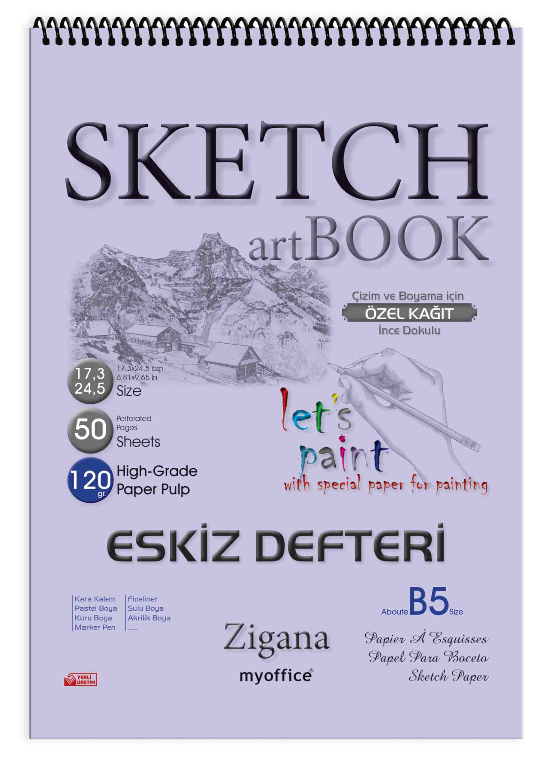 鉛筆画「A street arpista」　B5大サイズ Zigana B5 Spiralli Eskiz Defteri - 50 Yp, 120 gr Çizim Bloknotu