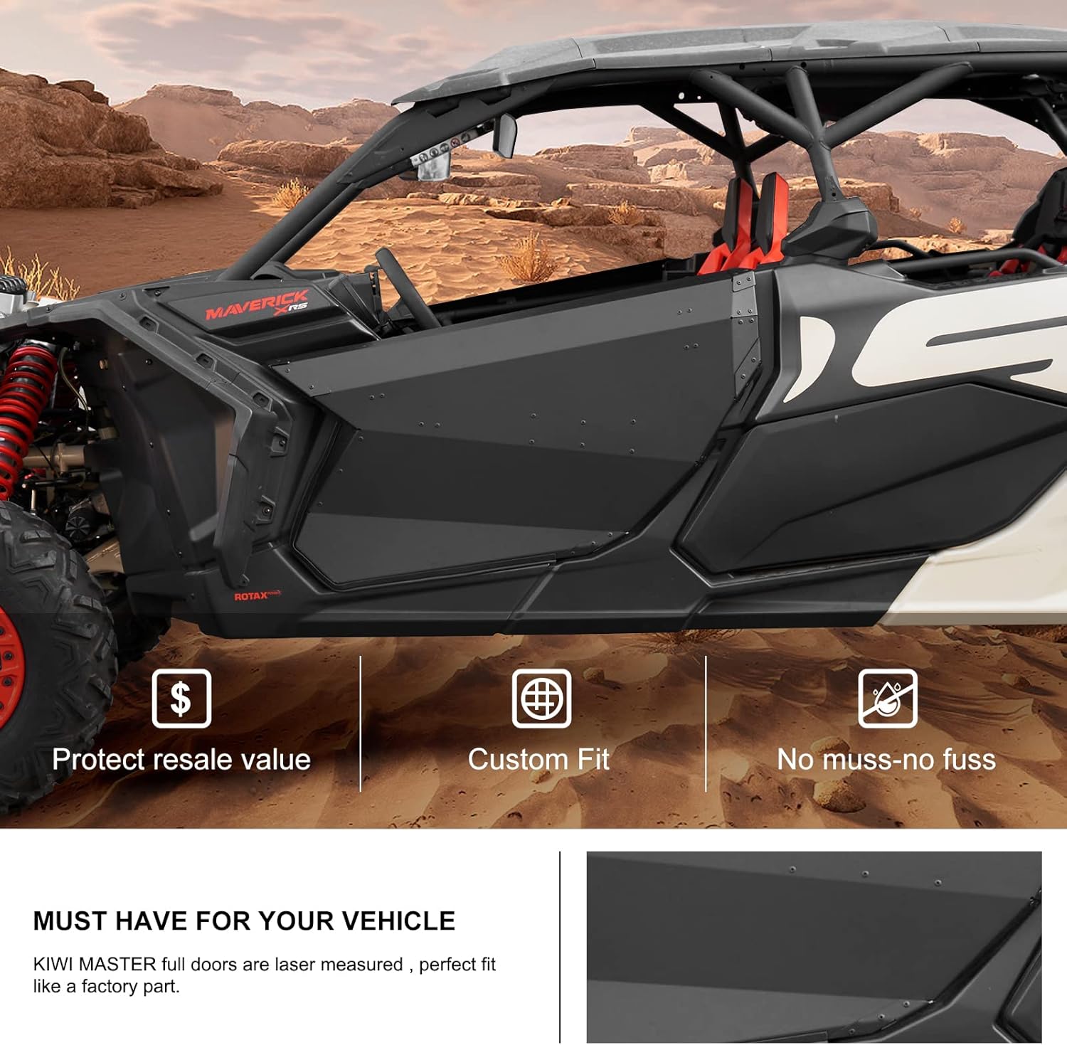 KIWI MASTER Aluminum Full Doors for 2017-2026 Can Am Maverick X3 / Max Accessories, Replace OEM 715004732, Pair