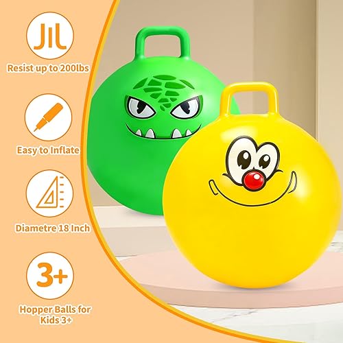 Miniatura 4 de Hymaz 2 Pelotas Saltarinas, Pelotas Inflables que Rebotan de 18 Pulgadas a Granel con Mango para Niños de 3-5 Años, Pelota Inflable de Salto y