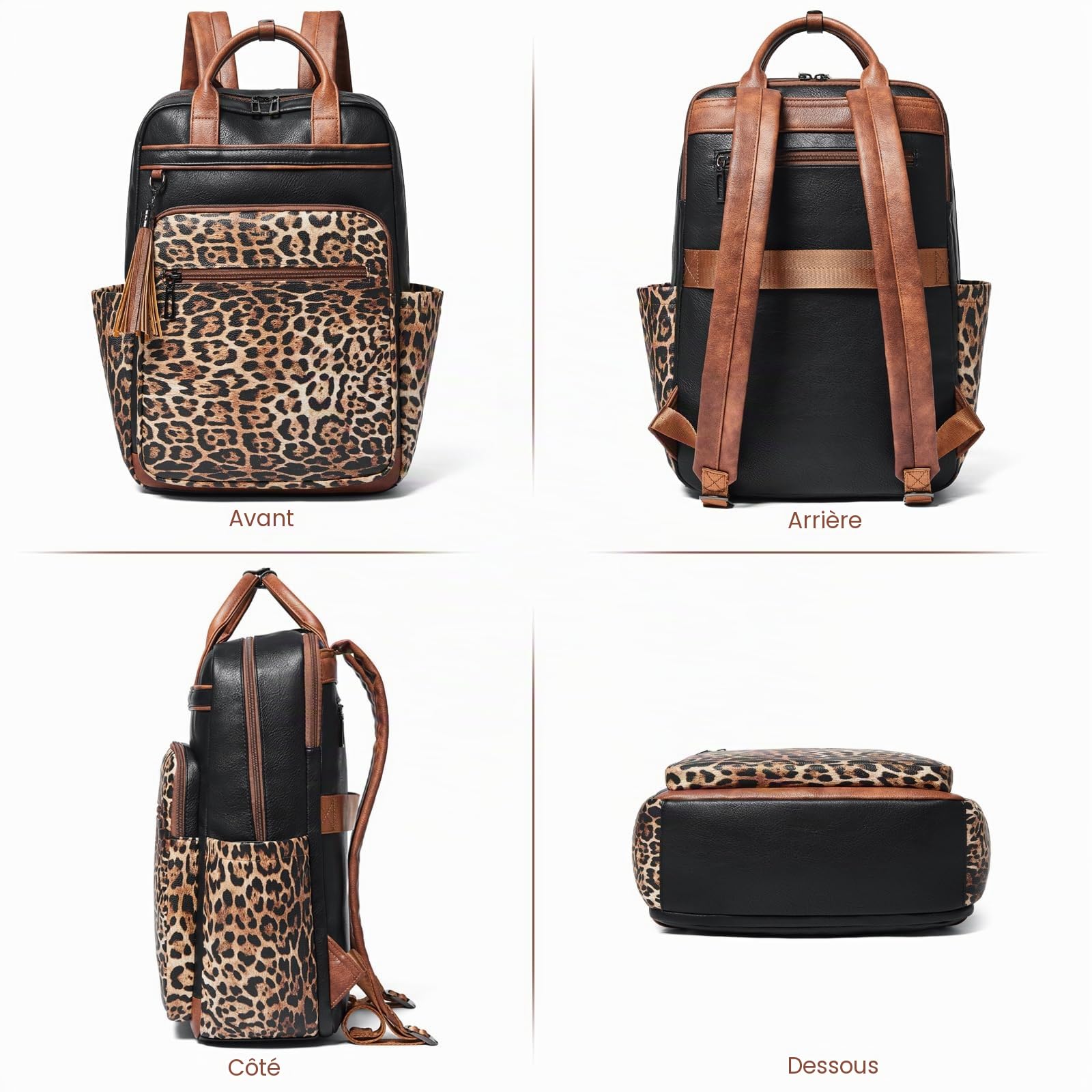 Shrrie Sac à dos ordinateur portable femme 15,6 pouces en cuir