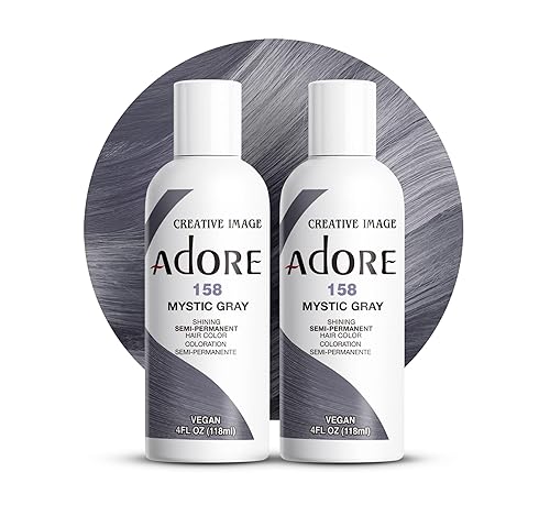 Adore Tinte de cabello gris semipermanente, vegano y libre de crueldad, 4 onzas líquidas, 158 Mystic Gray (paquete de 2)