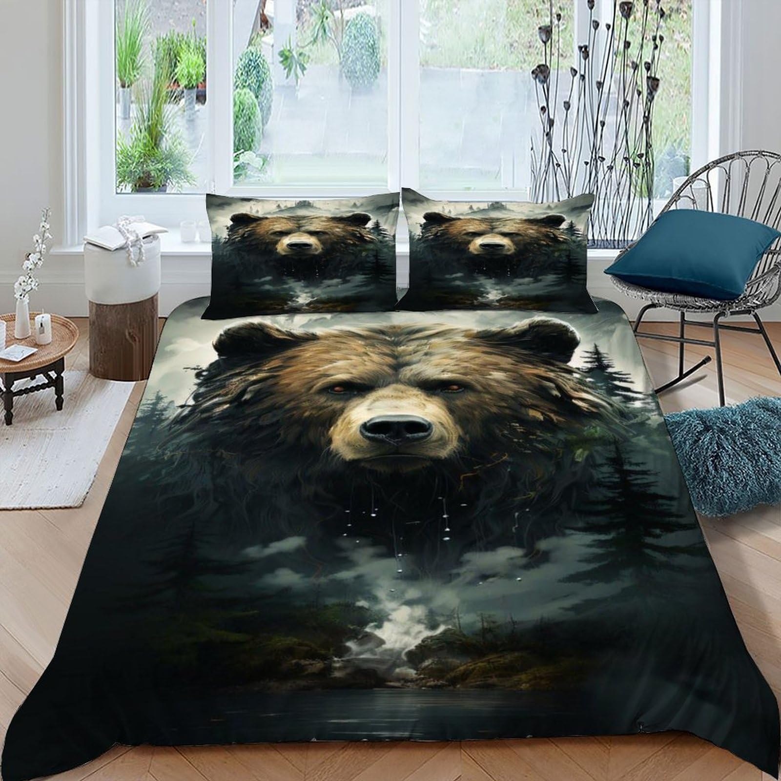 Housse de couette faune sauvage en microfibre premium de taille King