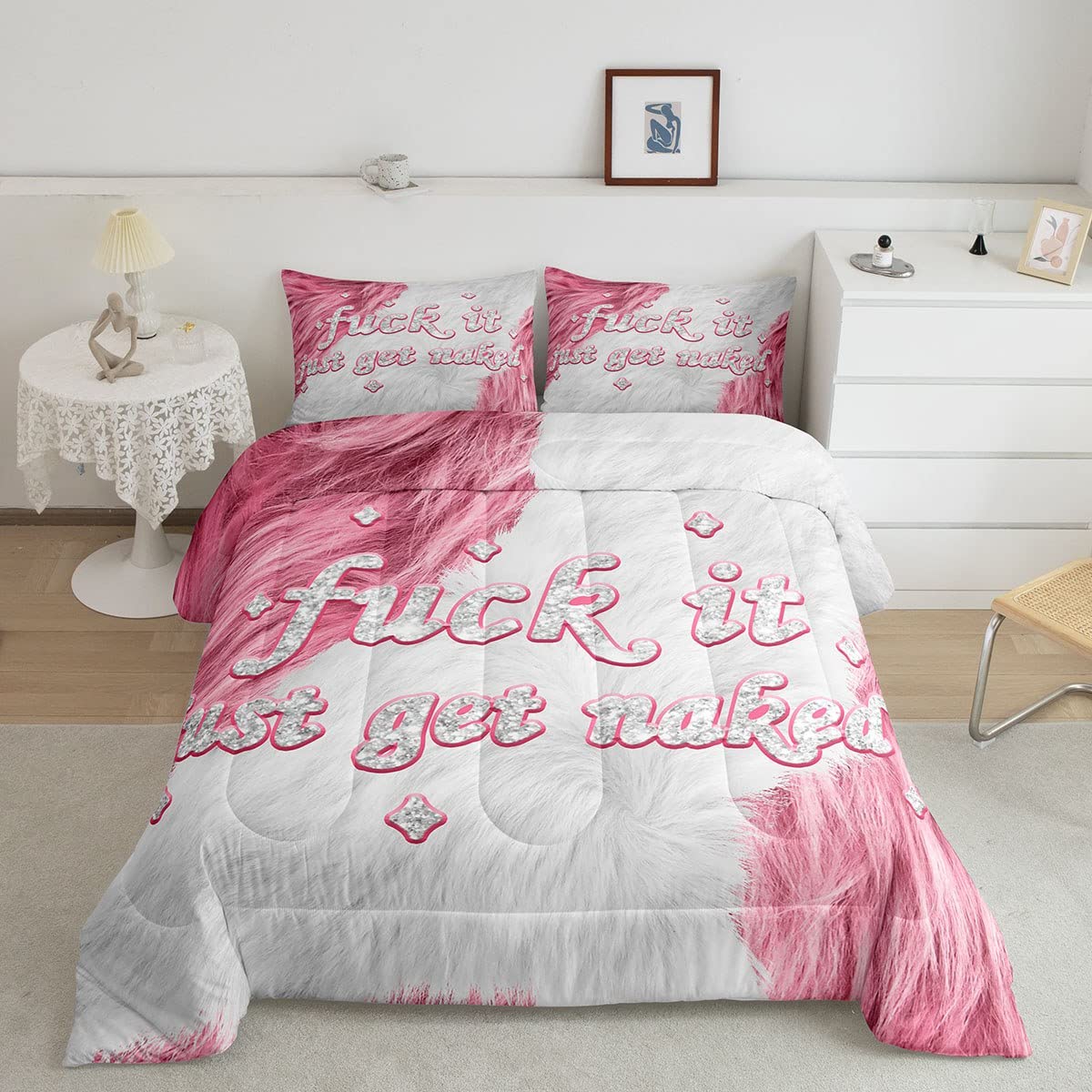 fuck full set Amazon.com: Get Naked Bedding Set Kids Cow Fur Fuck It Comforter Set Boys Pink Cow Girls Decor Glitter Comforter Pink Cowgirl Duvet Set Quilt 3Pcs Full Size Boys : Home & Kitchen