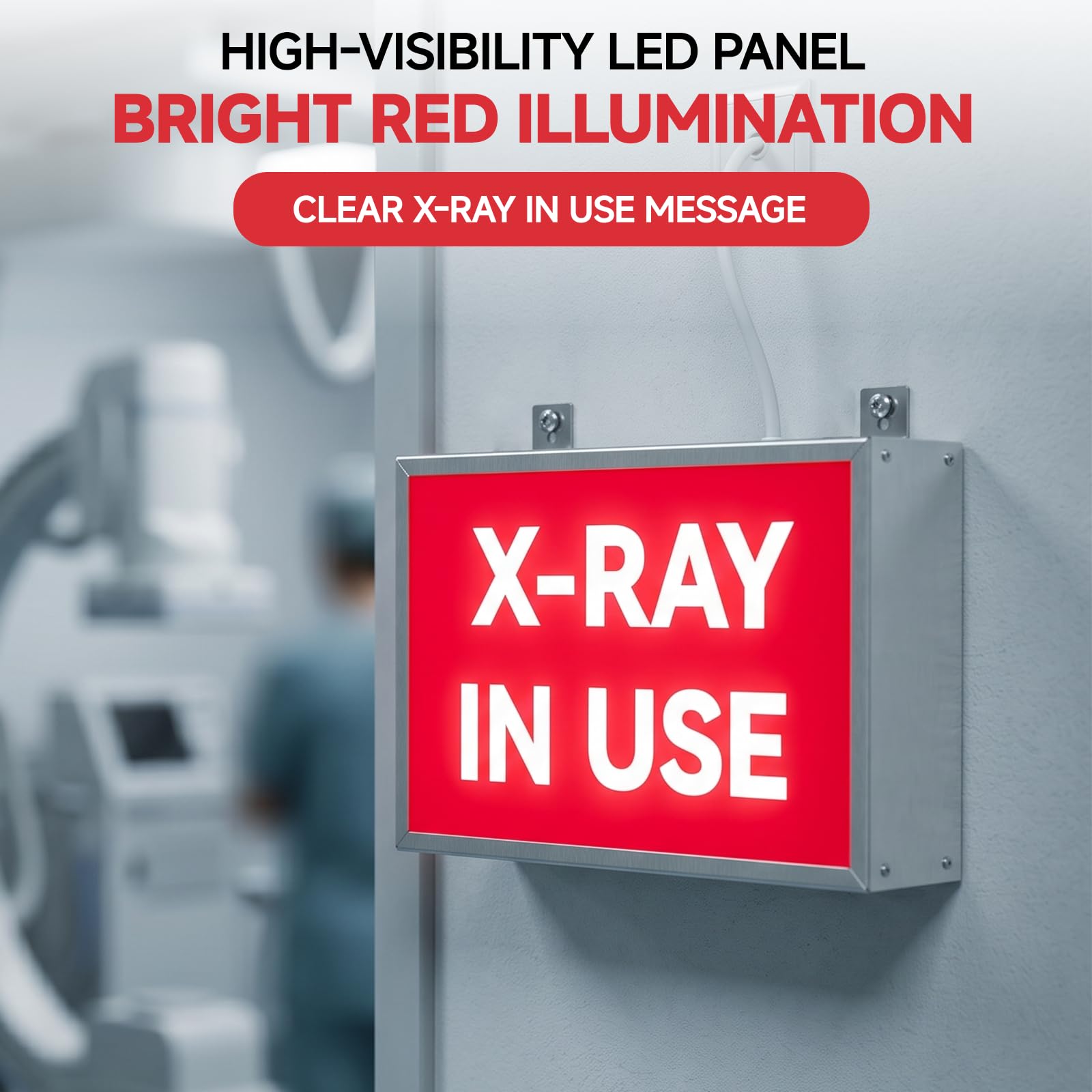 Röntgen-Warnschild in Gebrauch, LED-Strahlung, 30 x 20,1 x 7,9 cm, Röntgen-Warnlichtbox, 110–220 V Aluminiumlegierung, LED-Schild mit bedruckter Kunststoffplatte für Zahnklinik, Labor und Arztpraxis