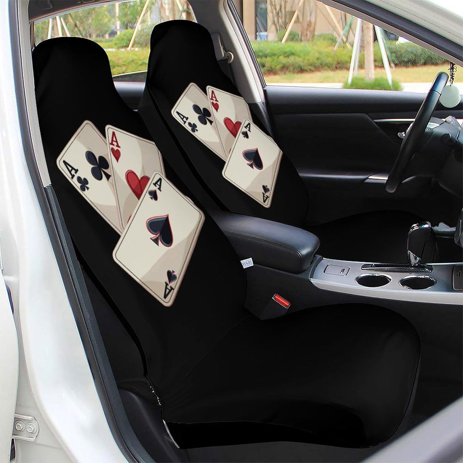 Aces Playing Cards Car Seat Covers Automotive Seat Covers Car Seat Protector Auto Front Seats Protector for Most Cars 2PCS