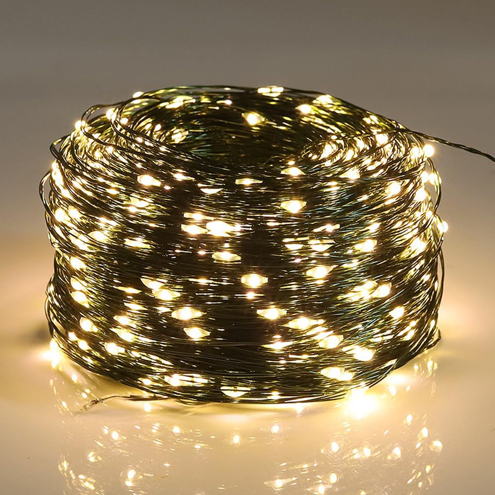 LEDイルミネーションライト ストリングライト 銅線【20M (200LED)】電池式 電飾 防水 クリスマスツリー飾り リモコン付き 8種照明モード 屋外・室内兼用 ガーデン パーティー クリスマス 結婚式