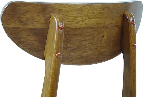 Miniatura 7 de Wickerix Juego de 3 mesas redondas de cocina y 2 sillas auxiliares Yumiko de madera maciza con asiento acolchado, color marrón medio Marrón