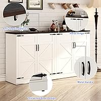 Vista 4 de Sideboard Buffet Cabinet with Storage - 65 Inch Farmhouse Kitchen Sideboard Cabinets with Adjustable Shelves, Wooden Coffee Bar Storage Cabinet