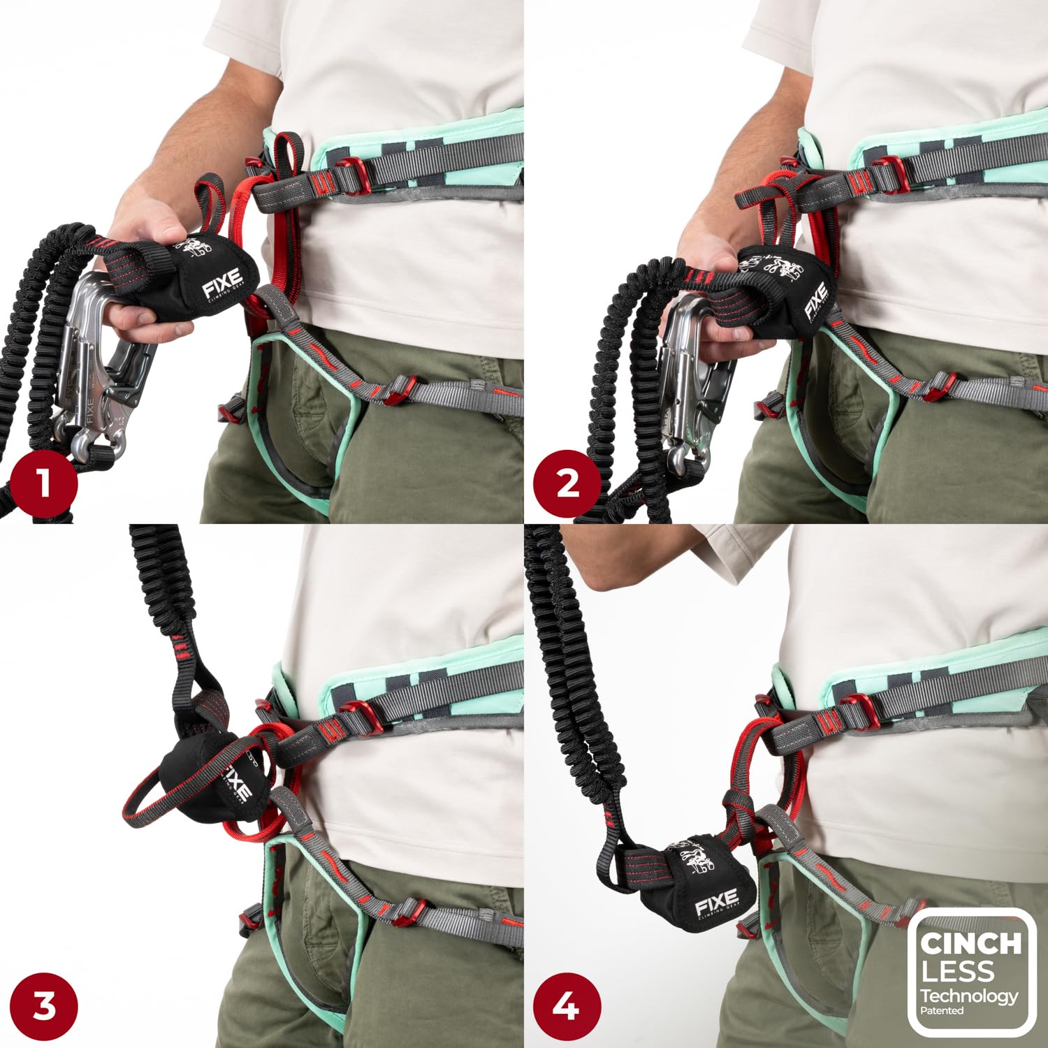 Fixe - Via Ferrata Ferratum Cinchless, système breveté sans étranglement harnais, design compact et léger, bras extensibles PES, mousquetons double fermeture, EN958:2024