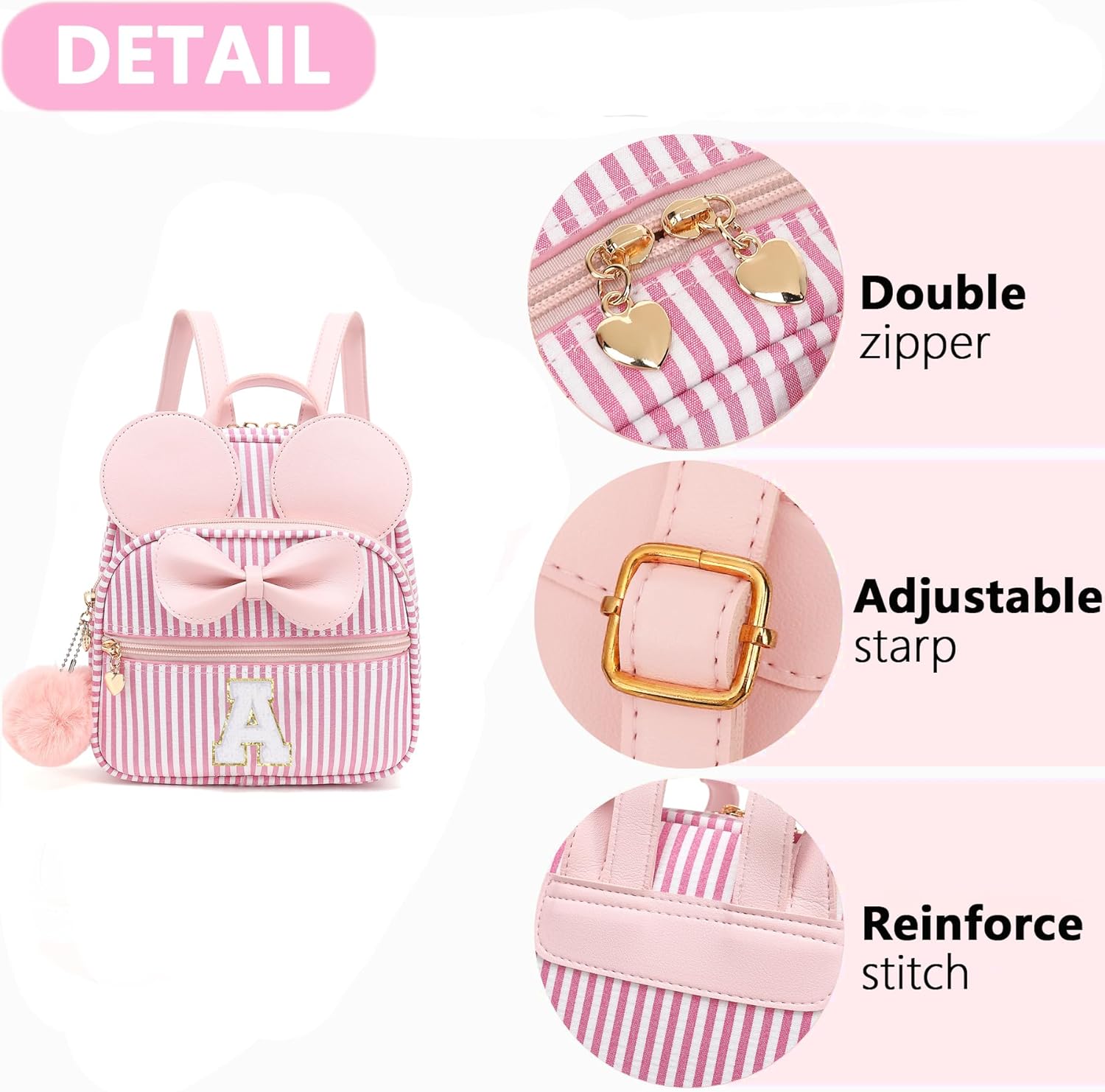 Initial Mini Backpack for Girls Trendy Stuff Birthday Gift, Small Personalized Mouse Purse for Toddler Kids - Image 6