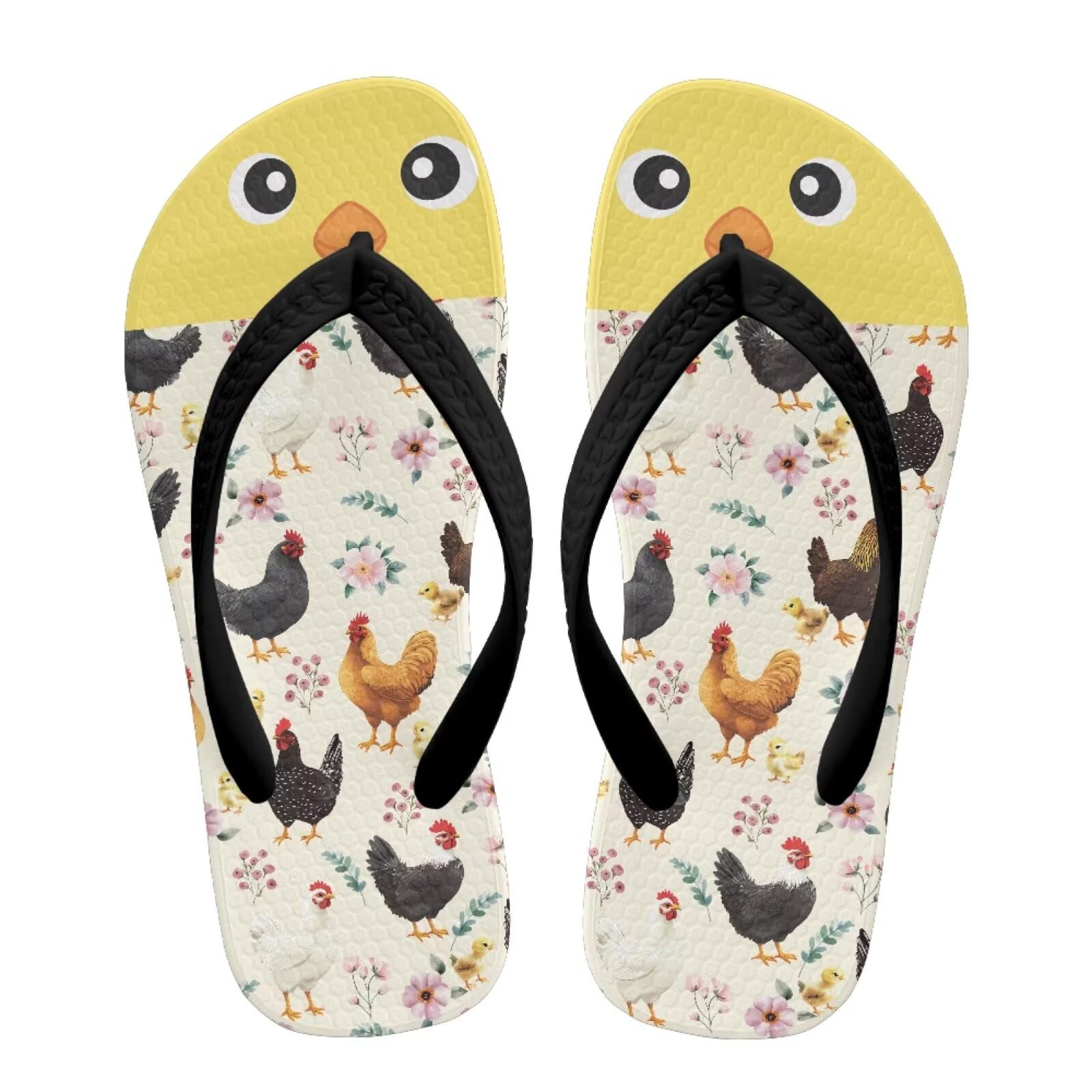 Watdotory Boy Flips Flops for Kids Cute Chicken Rooster Print Child Slip-on Thong Sandals Kid Boys Slides Water Shoes for Beach Swim Pool Size 2