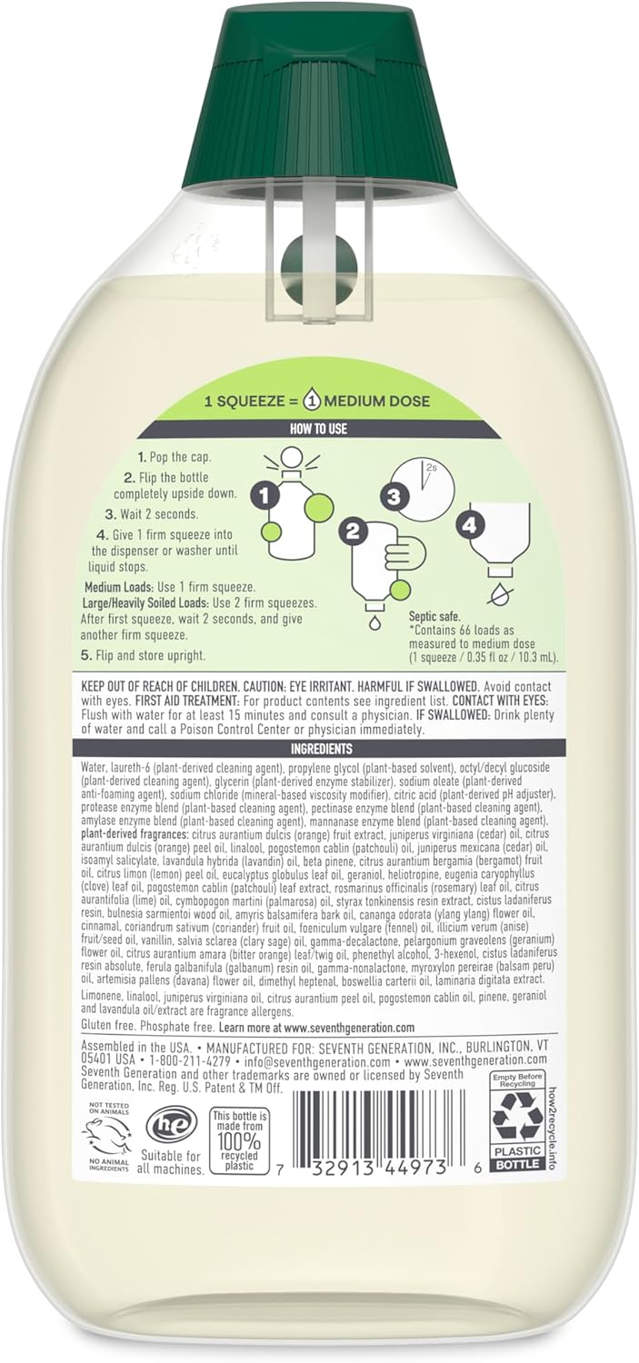 Seventh Generation Laundry Detergent Ultra Concentrated Clean Scent oz 2 Pack 132 Loads, Clear, Power Plus, 23.1 Ounce