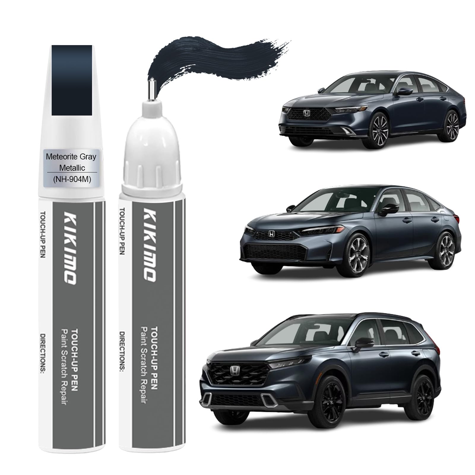 for Honda Touch Up Paint(Meteorite Gray Metallic(NH-904M)), Car Paint Repair Kit for Honda, 2 In 1 Scratches Repair with Pen Tip and Brush, Color-Matched for Quick & Easy Fix