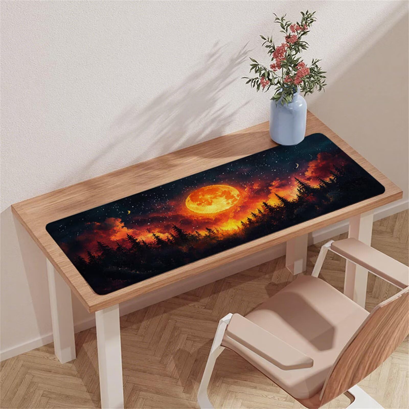 Czarna podkładka pod mysz do gier XXL podkładka pod mysz 1000 x 500 x 3 mm podkładka pod mysz pod biurko wodoodporna podkładka pod mysz księżycowa z antypoślizgową gumową podstawą szyte krawędzie mata