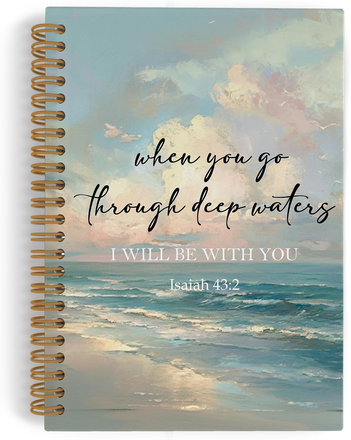 Amazon.com : QLMX Christian Isaiah 43:2 Spiral Notebooks, Beach Summer ...