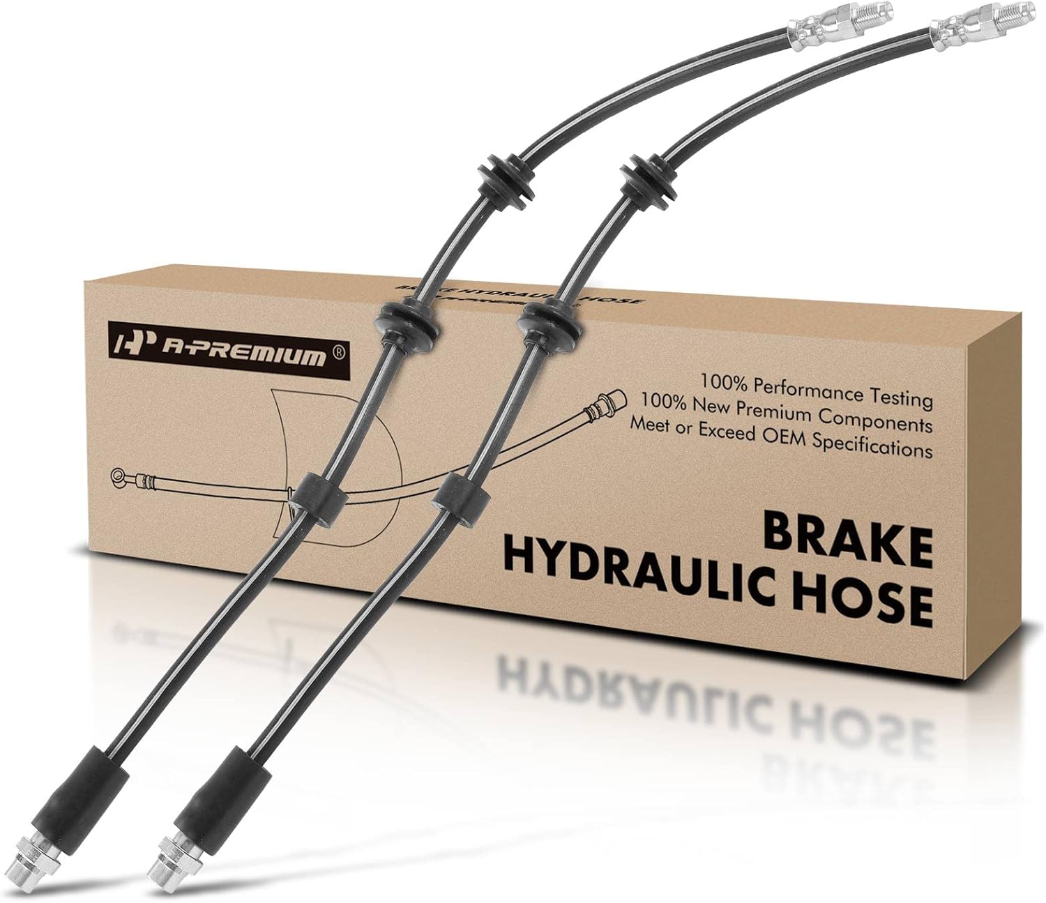 A-Premium Front Driver and Passenger Brake Hydraulic Hose Compatible with Select BMW Models - 323i, 325i, 328i, 335d, 335i, 335is, Z4, 128i, 135i, 135is - Replace# 34306790550(Pack of 2)