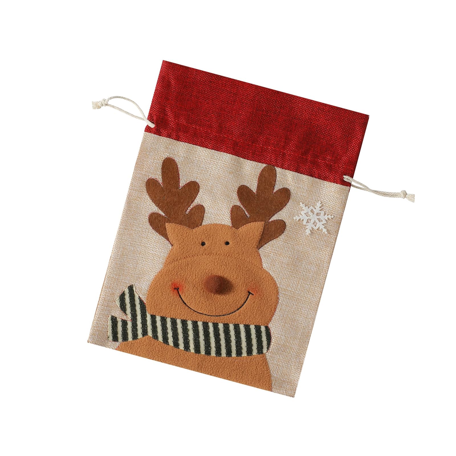 carotoe Kids Christmas Treat Bags 2 Sizes Portable Candy Holders Party Supplies Soft Linen Feel Materials Packaged Large/Small Gift Candy Holders
