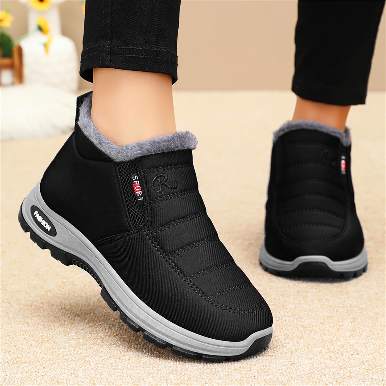 OrthoWinter - ergonomische, wasserdichte, isolierte Schuhe für Herbst und Winter Wasserdichte und isolierte Damen Schneestiefel aus Kunstleder Stilvolles Winter-Schuhwerk