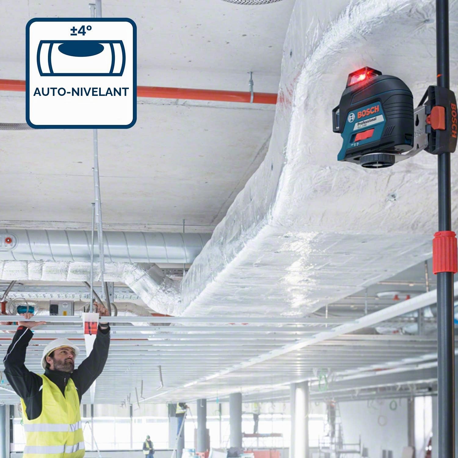 Bosch Professional Niveau Laser Lignes GLL 3-80 (laser rouge, pour l'intérieur, portée : jusqu’à 30 m, 4 piles AA, dans coffret de transport)