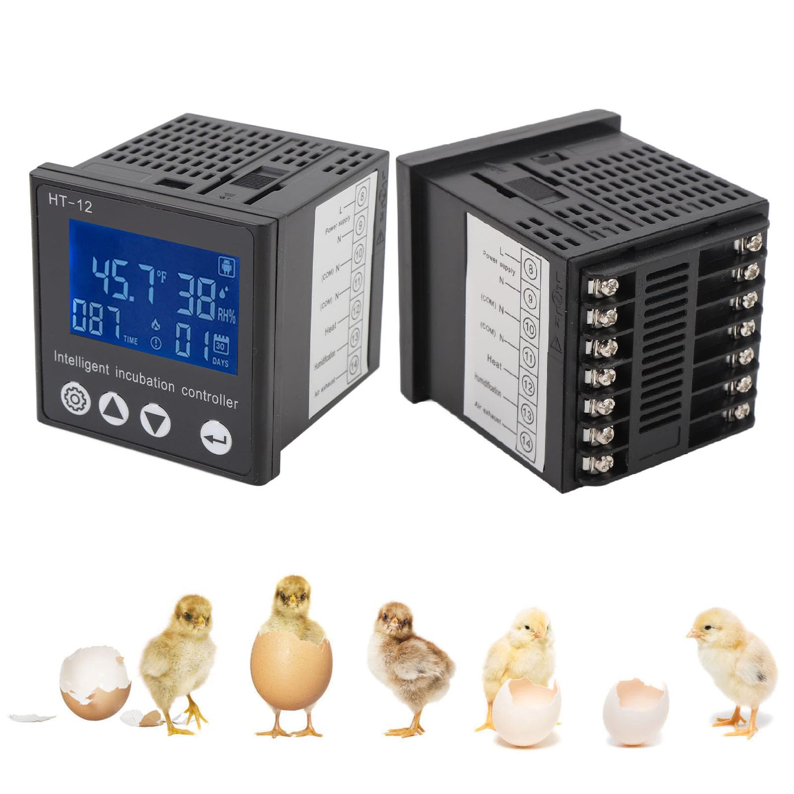 Controlador digital de temperatura y humedad con pantalla LCD, medidor inteligente de control de temperatura para cría, carcasa de ABS, precisión ± 0,5 °C