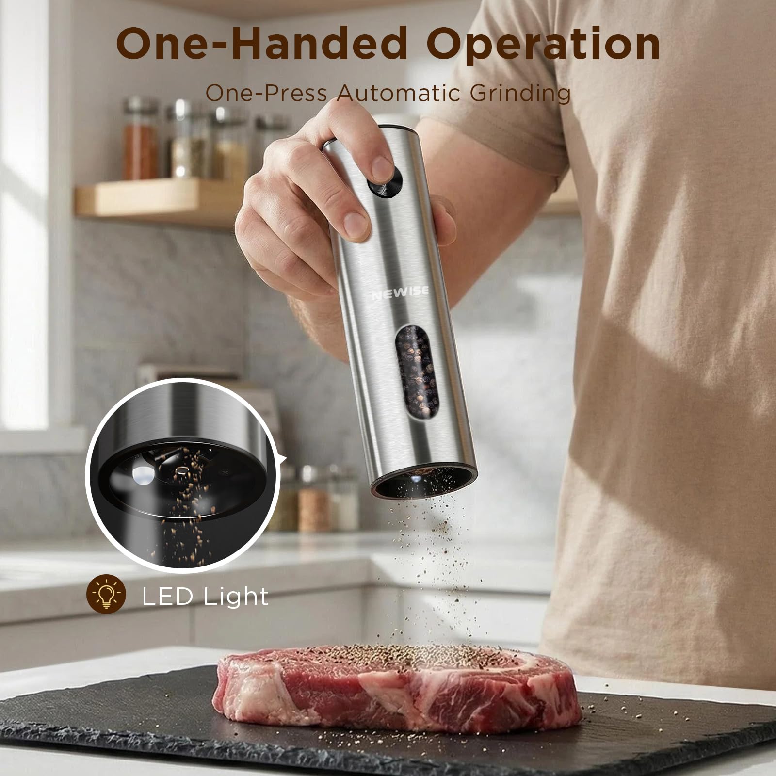 Newise Electric Salt & Pepper Grinder Set -5 Newise Electric Salt & Pepper Grinder Set -5