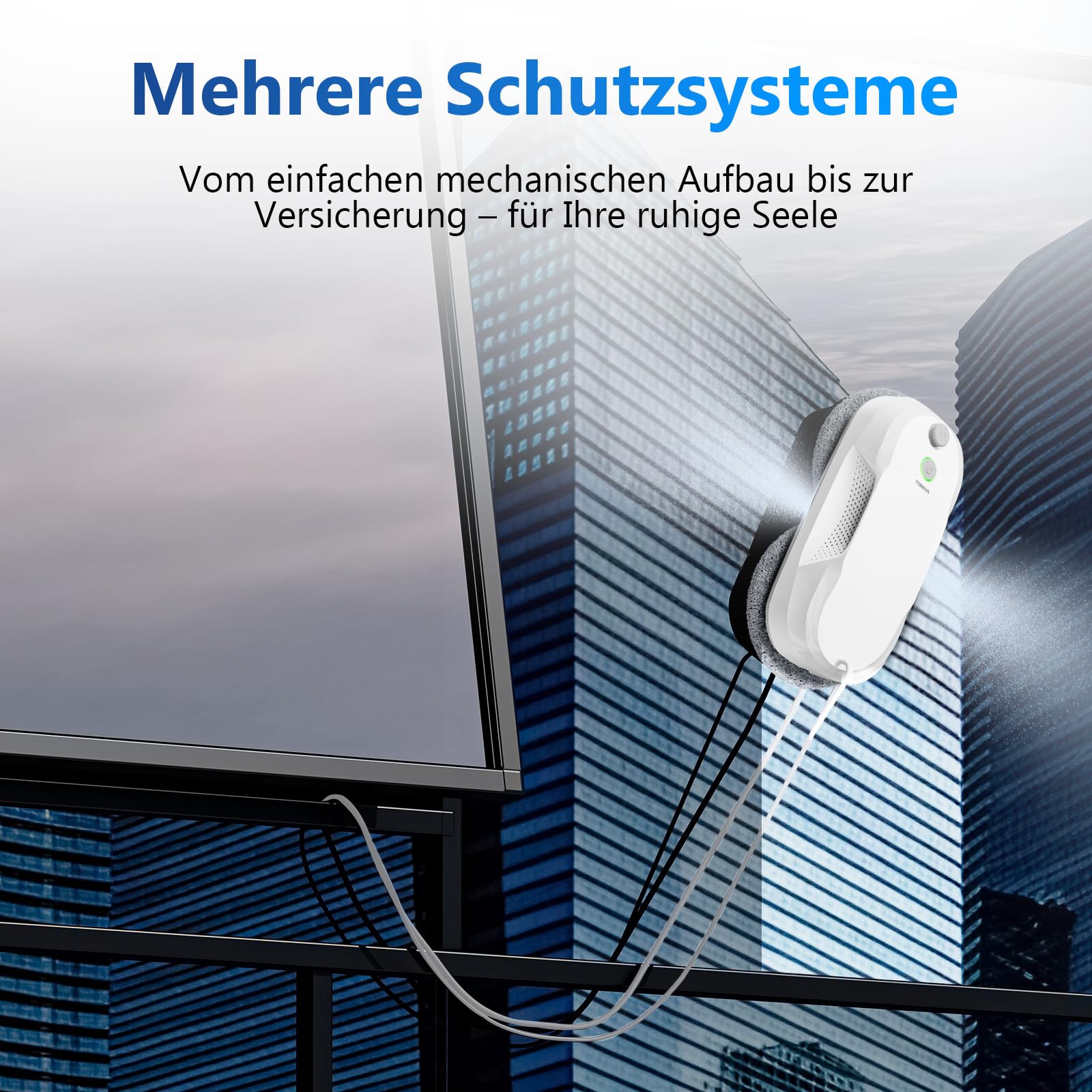 Tosima W5 Fensterputzroboter mit bidirektionalem Ultraschall-Nebelsprühfunktion, 6400Pa adaptiver Saugkraft und intelligenter Kantenerkennung für gründliche Fensterreinigung, 2026 verbesserte Version