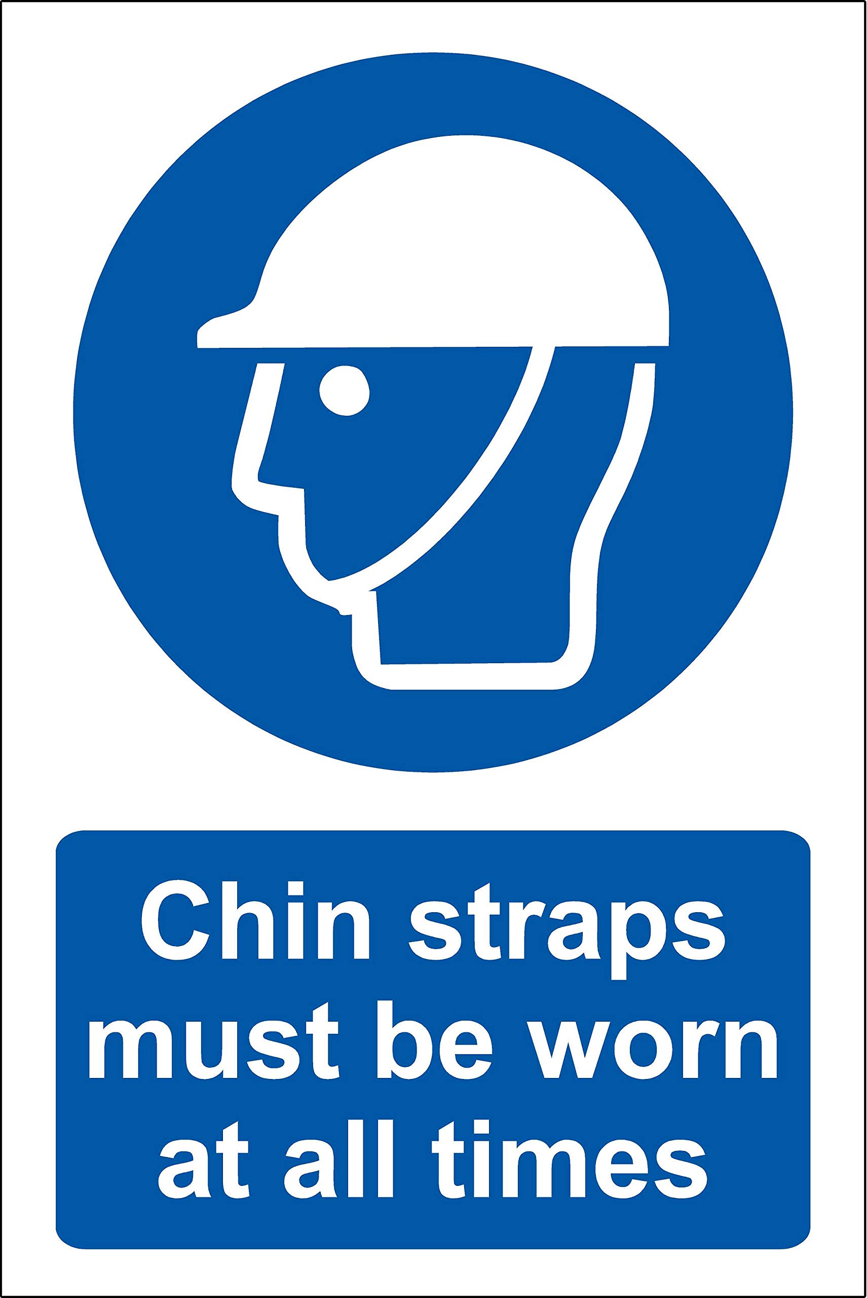 Chin straps must be worn at all times Safety signs - 3mm Aluminium sign 400mm x 300mm